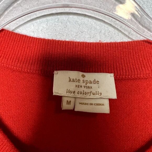 Kate Spade Coral Wool Cashmere Avaline Embellished Collar Sweater Size Medium - Picture 4 of 7